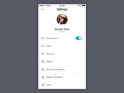 Daily UI Challenge app design settings ui ux design