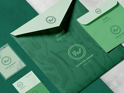 Branded Envelopes+Badge – German Hotel in Franconian Style branding deutsche envelope envelope design franconia german germany green guesthouse hotel identity klein waldbaude national pension warmensteinach