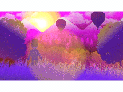 Hot Air Baloon 2d charecter fall flare hot air baloon trees wind