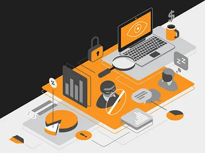 Employee monitoring hiring illustration monitoring people statistics