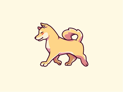 walking shiba inu cartoon child cute dog drawing emblem friend good hapy illustration logo mascot outline shiba sketch smile strong walk