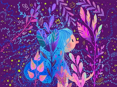 Elflock character doodle elflock illustration pattern pattern design pink print purple ragbag