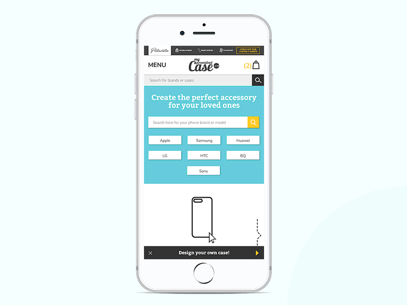 Phone Case Website - Mobile Front Page animation branding ui web