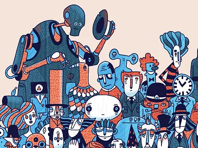 Followers 03 character color crowd digital drawing editorial graphic illustration pain people texture