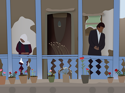 Through the Olive Trees abbas kiarostami dribbble flowers illustration man movie movie character persian through the olive trees village women