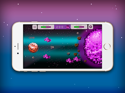 Meteor mobile game dast meteor mobilegame pixel art planet rock space uiux