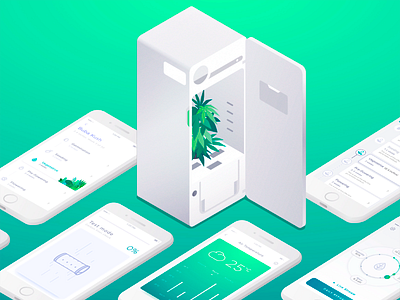 LEAF. Growing Plant System app cannabis colored design gradient green growbox illustration meat agency mobile ui ux weed