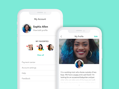 Account and Profile account android app avatar care.com ios mobile profile settings ui