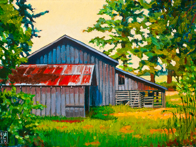 Hidden Sheep Barn illustration landscape painting