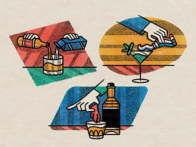 Weird Drinks alcohol bars cocktails editorial illustration halftone illustration ipadpro photoshop texture