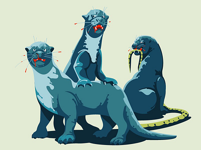 Otters amazon animal artwork brazil design drawing graphicdesign hunters illustration illustrator otters peru wildlife