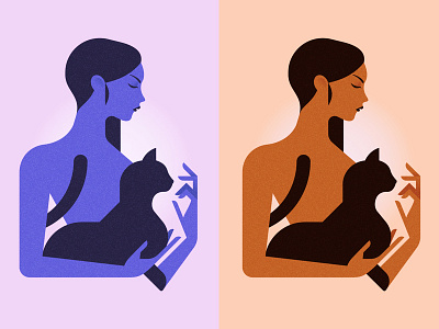 La femme au chat animal cat character colors design fasion girl illustration minimal minimalist sexy woman