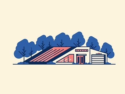 Tilted House graphic design grass house illustration line minimal retro simple trees villa windows