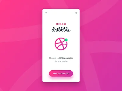 Hello Dribbble app card design design dribbble hello invite minimal thanks