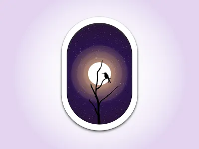 Bird & Moon bird design illstration illustrator vector