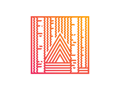 Illustration adventure brand identity branishtova cabin camping concept ethnic forest geometric gradient graphic grid hostel illustration night orange russian tent tree triangular