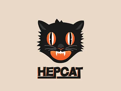 Halftone Hepcat 50s 60s cat character design halftone halloween illustration logo retro typography vector