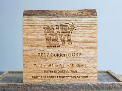 Blue Sky Fund Awards award awards blueskyfund cut design designer engrave illustration kugo laser logo product richmond rva signage signmaking typography wood