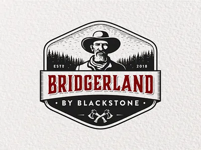 Bridgerland By Blackstone badge bridgerland character face illustration logo mountains portrait retro vintage