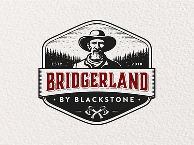 Bridgerland By Blackstone badge bridgerland character face illustration logo mountains portrait retro vintage