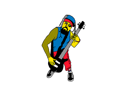 Korn bass design doodle half tone illustration letter primary colors rock type typography vector