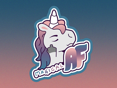 Magical AF doodle illustration sticker mule stickerdesign unicorn vector