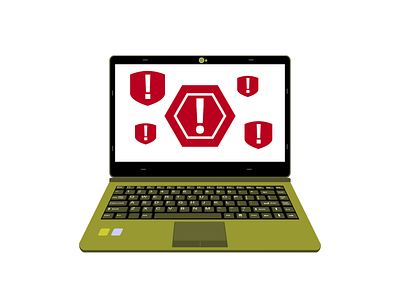 Laptop in Alert Mode adware alert communication green cover hadware illustration internet laptop malware mobile netbook network notebook pc realistic software technology vector virus warning