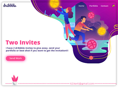 2 Dribbble Invites 2 invites branding design dribbble dribbble invites dribbble world flat design give away illustration invitation invites karthik invites landing landing page portfolio trendy ui uiux vector work