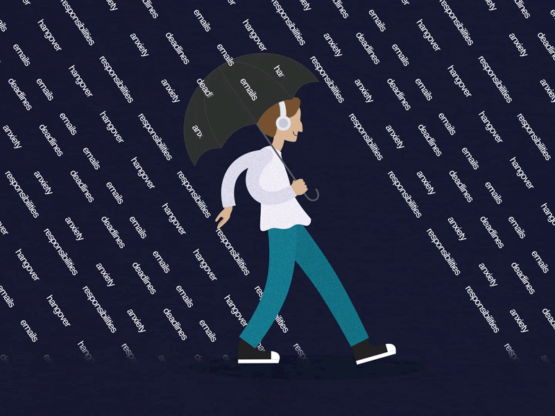 Tuned out #day5 2d illustration after effects animation animation2d art deco character design character rigging comedy funny illustration joke mograph raining rebound walkcycle