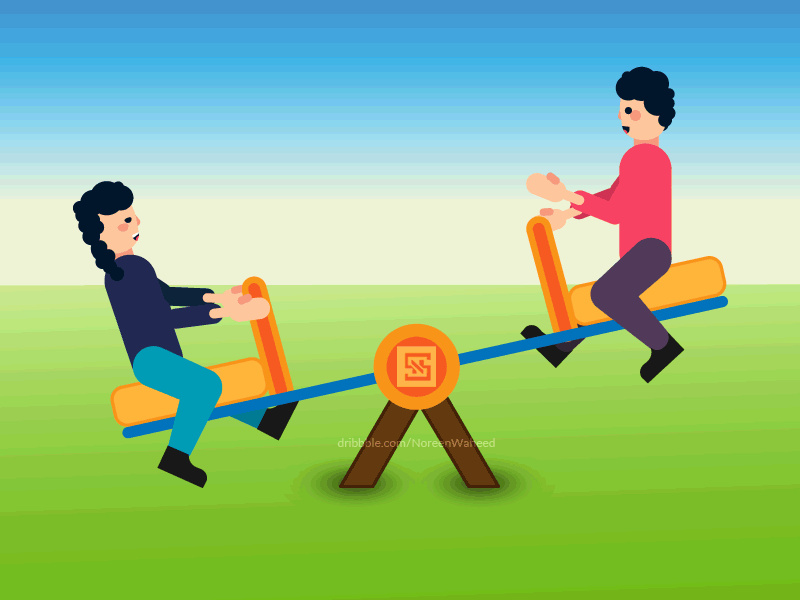 Animated Kids Slide Playground Illustration cartoon character design equipment flat design gif animated icon illustration motiongraphic playground playtime swing vector