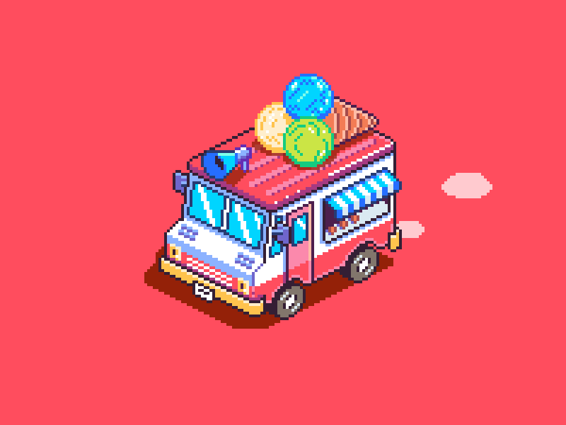 ice cream van animation gamedev isometric pixelart