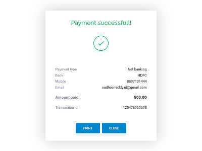 Successful payment android app background buttons colors design fonts gradient graphic icons ios material menu mobile template typography ui upload ux web