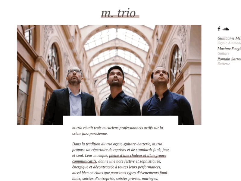 M trio single-page dev grid images js motion pics scroll transition