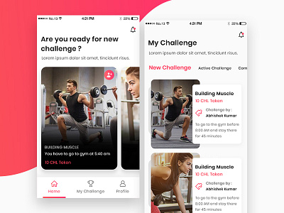 Challenge App app challenge design gradients interaction logo material design mobile typography ui ux