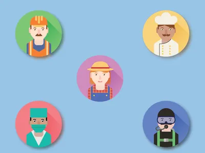 Profession Avatars flat illustration vector