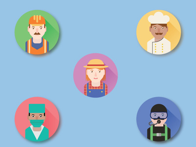 Profession Avatars flat illustration vector