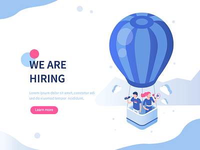 Recruitment concept balloon flat hire illustration isometric landing page