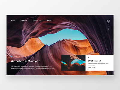 Antelope Canyon flat hero landing landing page landing screen minimalism photography ui unsplash ux webdesign website