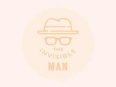 The Invisible Man badge design flat fun halloween hat icon invisible man orange spooky sunglasses