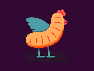 Chicken Sausage 2d animal bird chicken concept creative cute design flat illustration meaning sausage vector