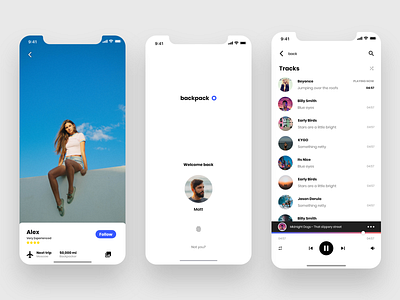 Backpack - UI Kit Free for Adobe XD adobe xd free ui kit freebie freebie xd ios social app travel app ui ui kit uidesign uiux ux