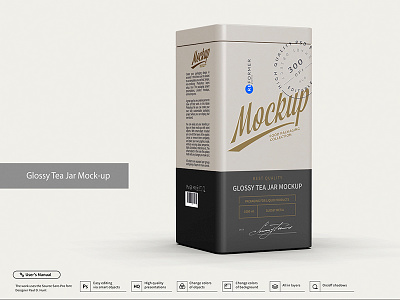 Glossy Tea Jar Mock-up coffee food box food pack high angle shot jar jar mockups lid lock locking mockup object mockups pack package packaging mockups psd mockups round smart object storage sugar tea glossy