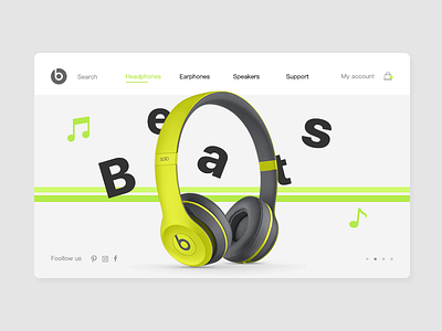 Beats Web clean green headphone landing modern music web website