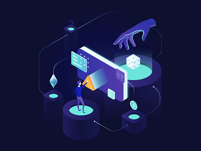 Illustration: Blockchain effect in gambling 3dillustration bitcoin blockchain creator crypto cryptocurrency designer developer ethereum gambling games ios isometric