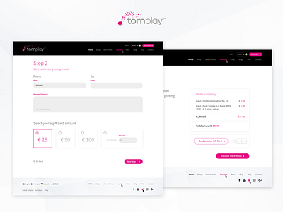 Tomplay - Gift Cards Process design digital gift cards ui uidesign ux uxdesign web