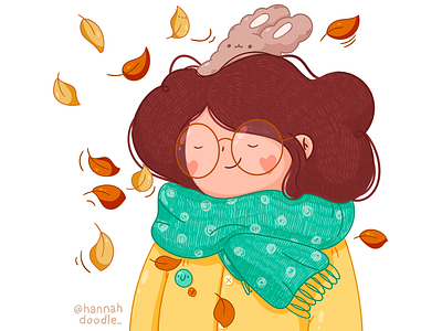 Hello September 2d 2d vector adobe illustrator art autumn cartoon character characterdesign cozy cute design digital doodle girl hannahdoodle illustration leaves rabbit vector vectorart