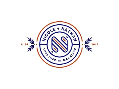 N+N badge lockup marriage n save the date wedding