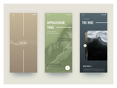 Peak app clean debut design hike hiking illustration ios11 iphone iphone x minimal mobile nature travel typography uiux ux web