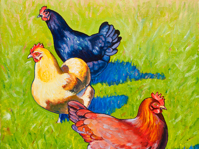 Sistas chickens illustration painting