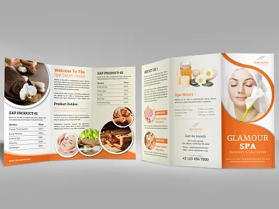 Spa & Beauty Salon Trifold Brochure beauty branding brochure corporate design dl flyer flyer html css icon leaflet logo mockup mockups postcard rack card spa salon trifold brochure ui ux vector web design